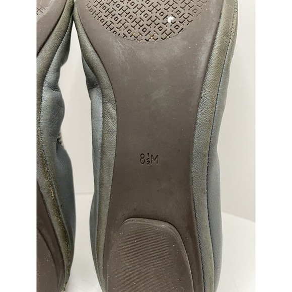Tory Burch Gabby Cap Toe Scrunch Flat Gunmetal / Silver Ballet Flat Size 8.5 - Picture 7 of 11